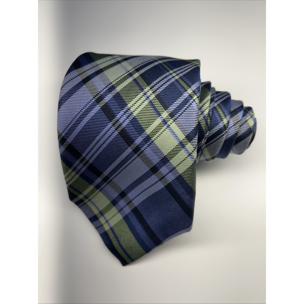 Chaps Ralph Lauren Men's Silk Necktie 3" x 58.5" Blue, Green, White, Plaid